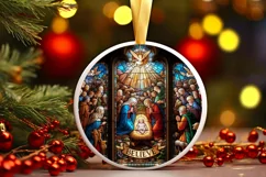 Believe Stained Christmas Round Ornament Sublimation Product Image 2