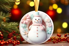 Christmas Round Snow Man Animal Ornament Sublimation Product Image 2