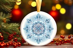 Snow Flake Christmas Round Cute Ornament Sublimation Product Image 2