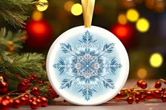Snow Flake Christmas Round Cute Ornament Sublimation Product Image 2