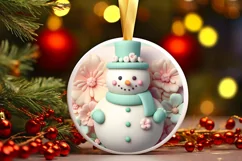 Christmas Round Ornament with Snow Man Product Image 2