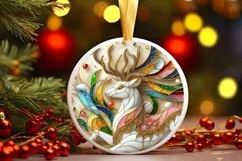 Christmas Round Reindeer Animal Ornament Sublimation Product Image 2