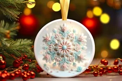 Snow Flake Christmas Round Cute Ornament Sublimation Product Image 2