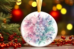 Snow Flake Christmas Round Cute Ornament Sublimation Product Image 2