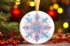 Snow Flake Christmas Round Cute Ornament Sublimation Product Image 1