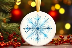 Snow Flake Christmas Round Cute Ornament Sublimation Product Image 2