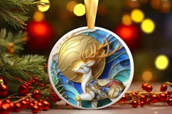 Christmas Round Reindeer Animal Ornament Sublimation Product Image 2
