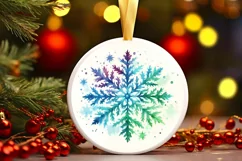 Snow Flake Christmas Round Cute Ornament Sublimation Product Image 1