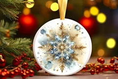 Snow Flake Christmas Round Cute Ornament Sublimation Product Image 2