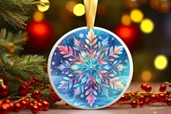 Snow Flake Christmas Round Cute Ornament Sublimation Product Image 2