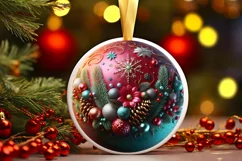 Christmas Round Cute Ornament Sublimation Product Image 2