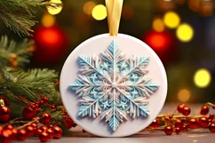 Snow Flake Christmas Round Cute Ornament Sublimation Product Image 2