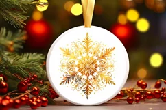 Snow Flake Christmas Round Cute Ornament Sublimation Product Image 1