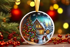 Christmas Night Round Cute Ornament Product Image 1