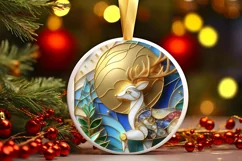 Christmas Round Reindeer Ornament Sublimation Product Image 1