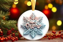 Snow Flake Christmas Round Cute Ornament Sublimation Product Image 2