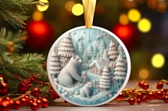 3D Pastel Christmas Village Scene Ornament PNG Product Image 2