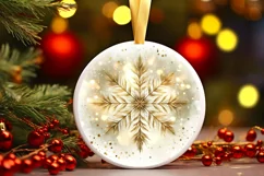 Snow Flake Christmas Round Cute Ornament Sublimation Product Image 2