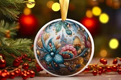 Silent Night Christmas Round Cute Ornament Sublimation Product Image 2