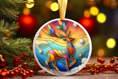 Christmas Round Cute Rein Deer Ornament Sublimation Product Image 2