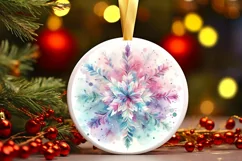 Snow Flake Christmas Round Cute Ornament Sublimation Product Image 2