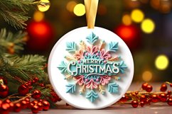 Snow Flake Christmas Round Cute Ornament Sublimation Product Image 2