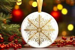 Snow Flake Christmas Round Cute Ornament Sublimation Product Image 2