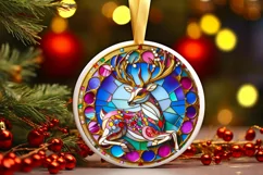 Christmas Round Cute Reindeer Ornament Sublimation Product Image 2
