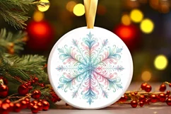 Snow Flake Christmas Round Cute Ornament Sublimation Product Image 2