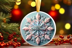 Snow Flake Christmas Round Cute Ornament Sublimation Product Image 2