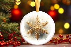 Snow Flake Christmas Round Cute Ornament Sublimation Product Image 2