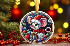 Stained Glass Christmas Round Ornament Sublimation Product Image 6