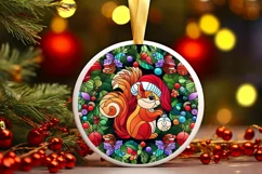 Stained Glass Christmas Round Ornament Sublimation Product Image 2