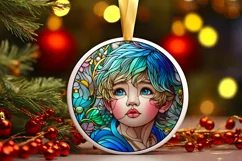 Stained Glass Christmas Round Ornament Sublimation Product Image 1