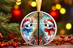 Stained Glass Christmas Round Ornament Sublimation Product Image 2