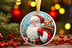 Stained Glass Christmas Round Ornament Sublimation Product Image 1