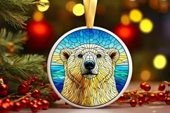 Stained Glass Christmas Round Ornament Sublimation Product Image 2
