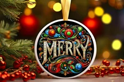 Stained Glass Christmas Round Ornament Sublimation Product Image 1