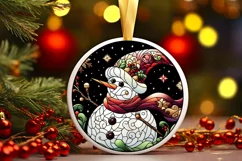 Stained Glass Christmas Round Ornament Sublimation Product Image 1