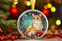 Stained Glass Christmas Round Ornament Sublimation Product Image 2