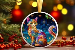 Stained Glass Christmas Round Ornament Sublimation Product Image 2
