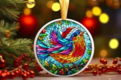 Stained Glass Christmas Round Ornament Sublimation Product Image 2