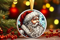 Stained Glass Christmas Round Ornament Sublimation Product Image 2