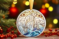 Stained Glass Christmas Round Ornament Sublimation Product Image 1