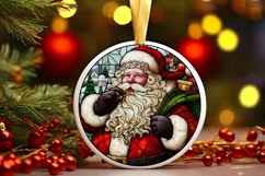 Stained Glass Christmas Round Ornament Sublimation Product Image 1
