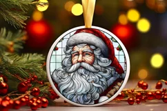 Stained Glass Christmas Round Ornament Sublimation Product Image 2