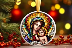 Stained Glass Christmas Round Ornament Sublimation Product Image 2