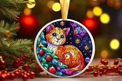 Stained Glass Christmas Round Ornament Sublimation Product Image 2