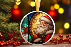 Stained Glass Christmas Round Ornament Sublimation Product Image 2