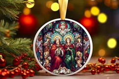 Stained Glass Christmas Round Ornament Sublimation Product Image 2